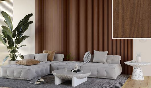 Slat Wall Panelling - FC 35 Dark Walnut (2440mm x 600mm)